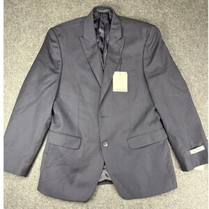 Calvin Klein Mens Slim fit Suit Jacket Blazer 38 S Navy Blue Solid Stretch FLAW